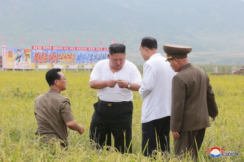 North Korea's leader Kim Jong Un inspects a flood-hit site in Taechong-ri, Unpha County, North Hwanghae Province, North Korea in this image released September 11, 2020 by North Korea's Korean Central News Agency. KCNA via REUTERS